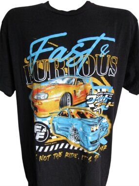 3XL⚫Fast&Furios Street Racing Graphic Black T-shirt Toyota Supra/Nissan Skyline